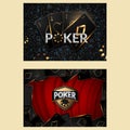 Casino poster or banner background or flyer template. Casino invitation with Playing Cards and Poker Chips. Game design. Playing Royalty Free Stock Photo