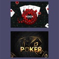 Casino poster or banner background or flyer template. Casino invitation with Playing Cards and Poker Chips. Game design. Playing Royalty Free Stock Photo