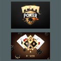 Casino poster or banner background or flyer template. Casino invitation with Playing Cards and Poker Chips. Game design. Playing Royalty Free Stock Photo