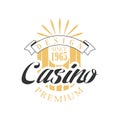 Casino premium logo design, colorful vintage gambling badge Royalty Free Stock Photo