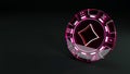 Casino Purple Glass Chip in Spades Concept with Dice Dots Isolated on the Black Background - 3D Illustration