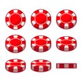 Casino Red Poker Chips Icon Set. Vector Royalty Free Stock Photo