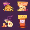 Casino Retro Cartoon 2x2 Icons Set