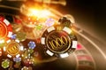 Casino Roulette Chips Blow Royalty Free Stock Photo