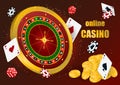 Casino roulette with chips Royalty Free Stock Photo
