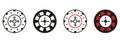 Casino Roulette. Gambling Addiction, Play Lottery Sign. Casino Wheel Line and Silhouette Icon Set. Lucky Fortune, Risk Royalty Free Stock Photo