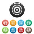 Casino roulette icons set color