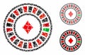 Casino roulette Mosaic Icon of Inequal Elements