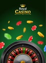 Casino roulette vector wheel poker backgorund. Casino game table roulette online banner jackpot invitaion