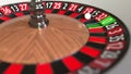 Casino roulette wheel ball hits 15 fifteen black. 3D rendering