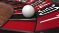 Casino roulette wheel ball hits 30 thirty black. 3D rendering
