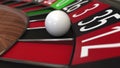 Casino roulette wheel ball hits 35 thirty-five black. 3D rendering