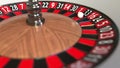 Casino roulette wheel ball hits 33 thirty-three black. 3D rendering