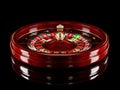 Casino roulette wheel isolated on black background. 3d rendering realistic illustration. Online casino roulette gambling