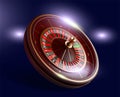 Casino roulette wheel isolated on blue background. 3d realistic vector illustration. Online poker casino roulette Royalty Free Stock Photo