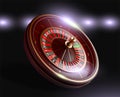 Casino roulette wheel isolated on blue background. 3d realistic vector illustration. Online poker casino roulette Royalty Free Stock Photo