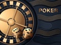 Casino roulette wheel isolated on blue background. 3d realistic vector illustration. Online poker casino roulette gambling concept Royalty Free Stock Photo