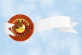 Casino Roulette Wheel with Ribbon Banner. 3d Rendering Royalty Free Stock Photo