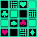 Casino seamless pattern with playing cards suits Royalty Free Stock Photo