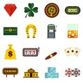 Casino set flat icons Royalty Free Stock Photo