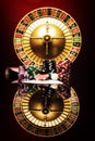 Casino set with Roulette, cards, dice and chips