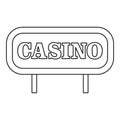 Casino signboard icon, outline style