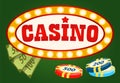 Gambling Game, Casino Board, Money and Chip Vector Royalty Free Stock Photo