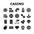 casino slot game jackpot poker icons set vector