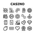 casino slot game jackpot poker icons set vector