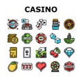 casino slot game jackpot poker icons set vector