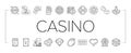 casino slot game jackpot poker icons set vector