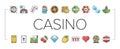 casino slot game jackpot poker icons set vector