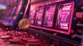 casino slot machine closeup with winnings Royalty Free Stock Photo