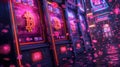 casino slot machine closeup with winnings Royalty Free Stock Photo