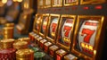 casino slot machine closeup with winnings Royalty Free Stock Photo