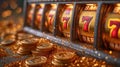 casino slot machine closeup with winnings Royalty Free Stock Photo