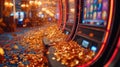 casino slot machine closeup with winnings Royalty Free Stock Photo