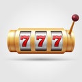 Casino slot machine. 3d gambling reel, lucky symbol isolated vector illustration Royalty Free Stock Photo