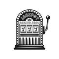 Casino slot machine vector monochrome style object