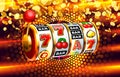 Casino slots icons, slot sign machine, night Vegas. Vector
