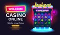 Casino slots machine winner, fortune of luck, 777 win banner. Vector Royalty Free Stock Photo