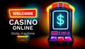 Casino slots machine winner, fortune of luck, 777 win banner. Vector Royalty Free Stock Photo