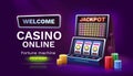 Casino slots machine winner, jackpot fortune of luck, 777 win banner. Vector illustration Royalty Free Stock Photo