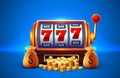 Casino slots machine winner, jackpot fortune of luck, 777 win banner. Vector illustration Royalty Free Stock Photo