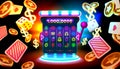 Casino slots machine winner, jackpot fortune of luck, 777 win banner. Vector Royalty Free Stock Photo