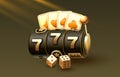 Casino slots winner, fortune of luck, 777 win banner. Vector Royalty Free Stock Photo