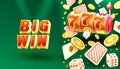 Casino slots winner, fortune of luck, 777 win banner. Vector Royalty Free Stock Photo