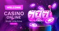 Casino slots winner, fortune of luck, 777 win banner. Vector Royalty Free Stock Photo