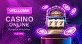 Casino slots winner, fortune of luck, 777 win banner. Vector