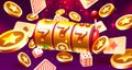 Casino slots winner, fortune of luck, 777 win banner. Vector